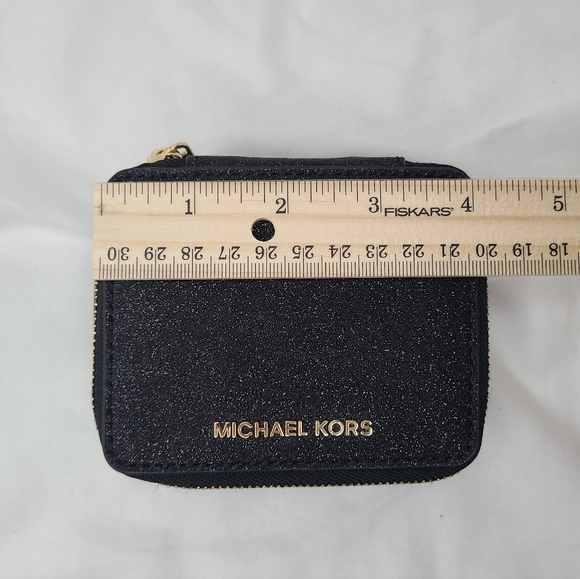 SOLD!!! NWT Michael Kors Black Glitter Jewelry Trinket Box Case Travel. Zippered - Picture 6 of 8